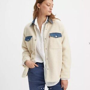Levis Nola Shacket Shirt Jacket Almond Buff White Size XL NWT